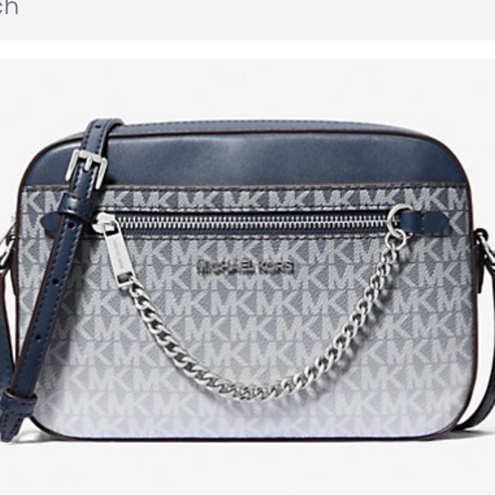 Michael Kors Ombré Navy Signature Logo Large Jet Set Crossbody Bag NWT💙